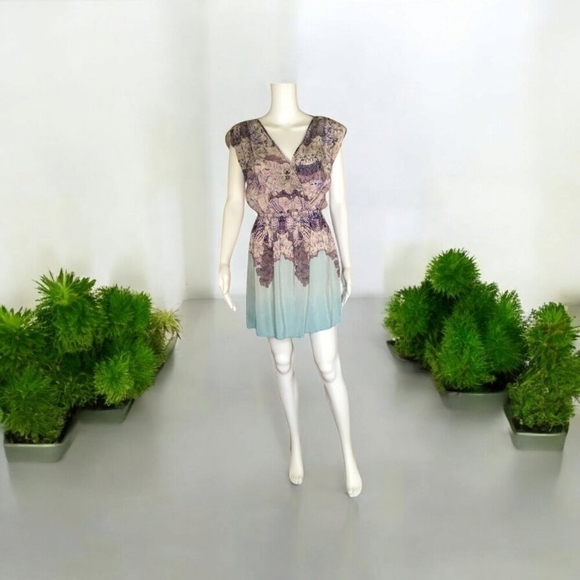 Petticoat Alley Silk Cross Front Dress Size L - Picture 9 of 11